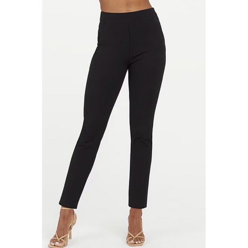 Spanx Polished Ankle Slim Pants Classic Black High-Rise Waist Trousers Size S